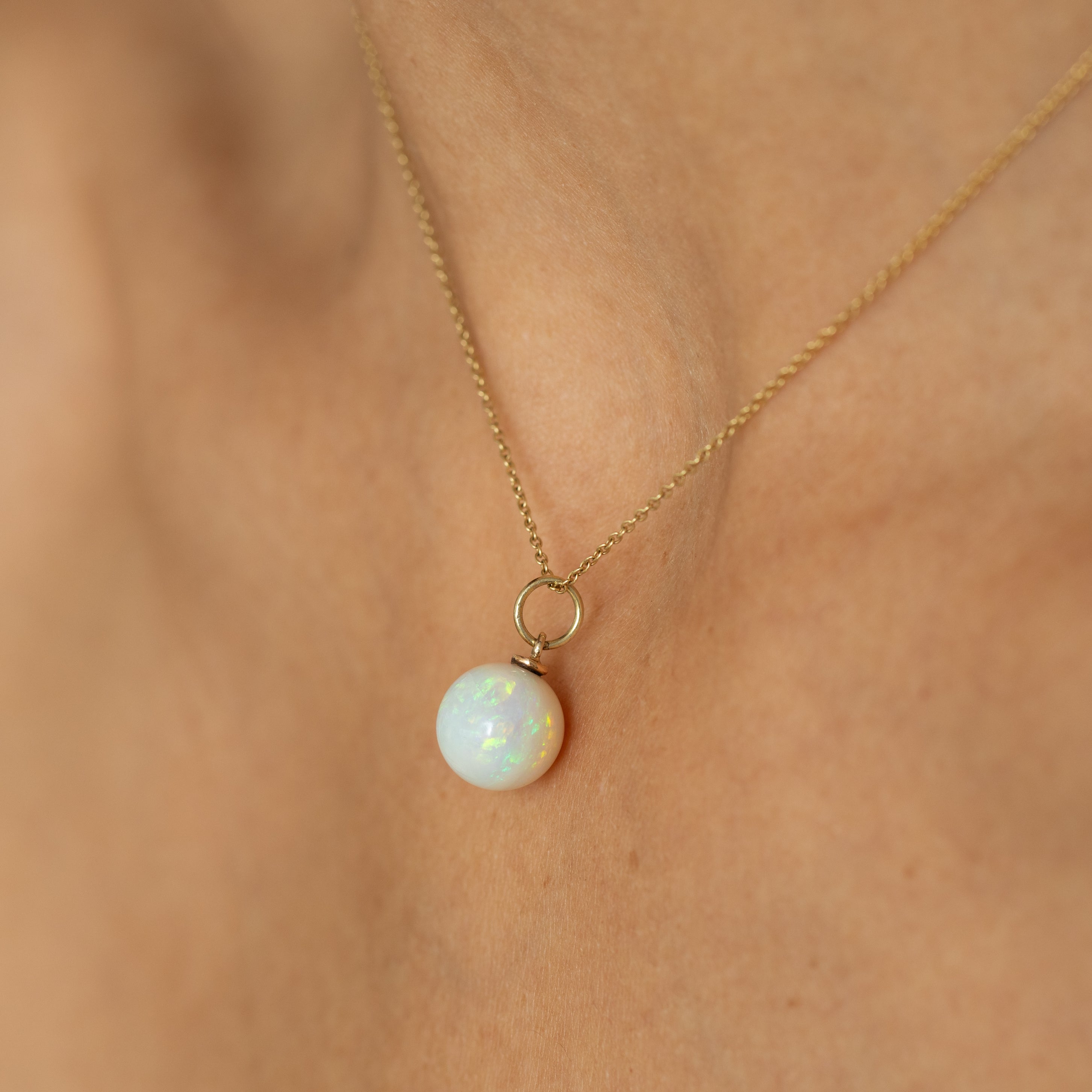 Victorian Opal Orb And 14K Gold Charm