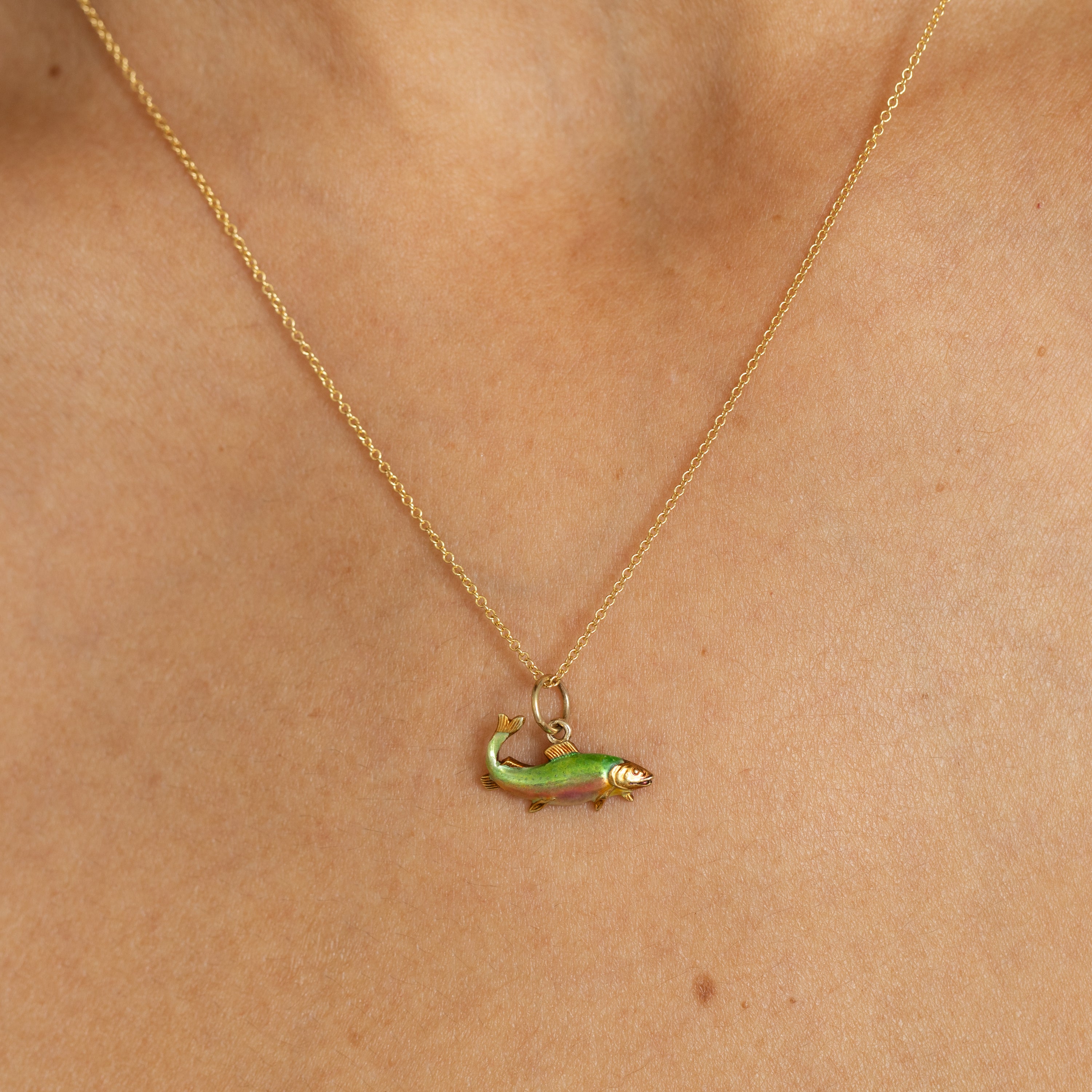 Early 20th Century Enamel and 14K Gold Fish Charm