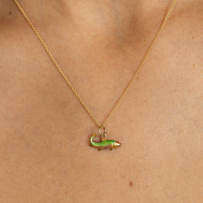 Early 20th Century Enamel and 14K Gold Fish Charm