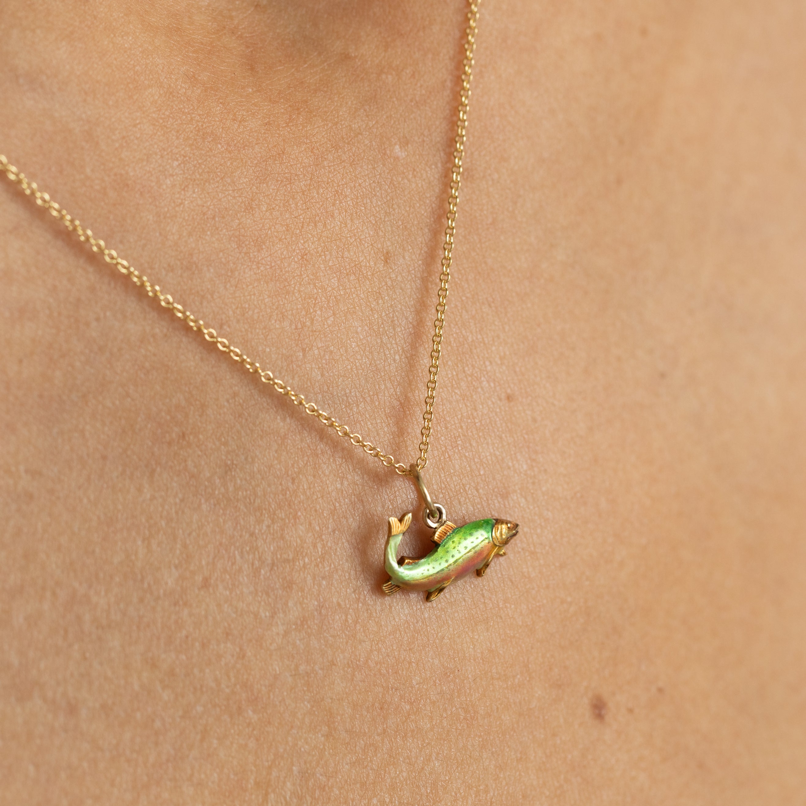 Early 20th Century Enamel and 14K Gold Fish Charm