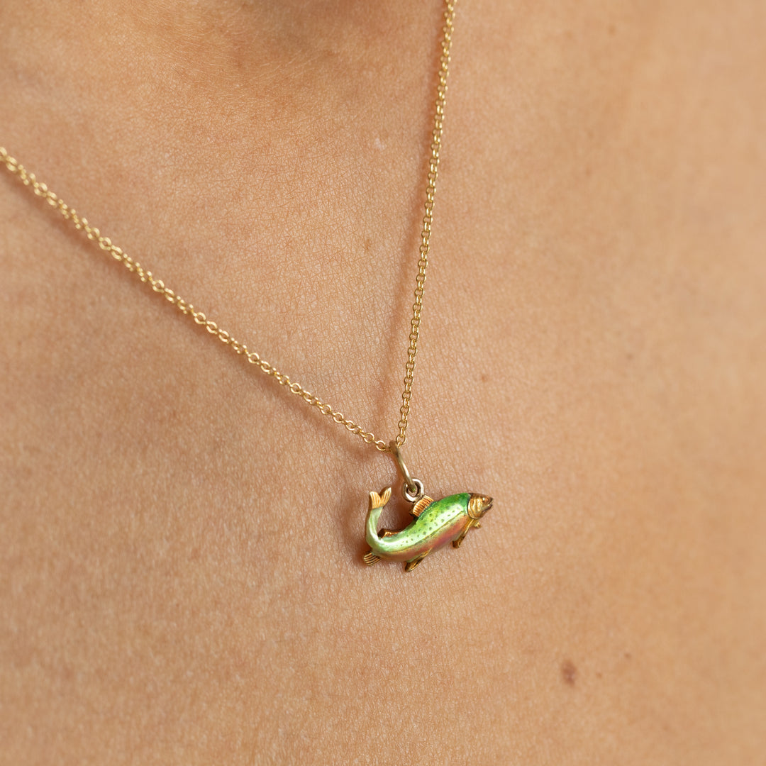 Early 20th Century Enamel and 14K Gold Fish Charm