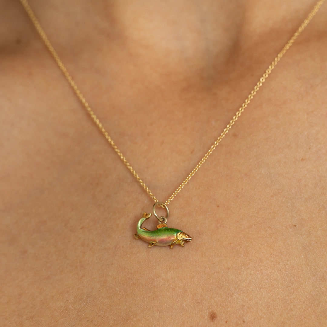 Early 20th Century Enamel and 14K Gold Fish Charm