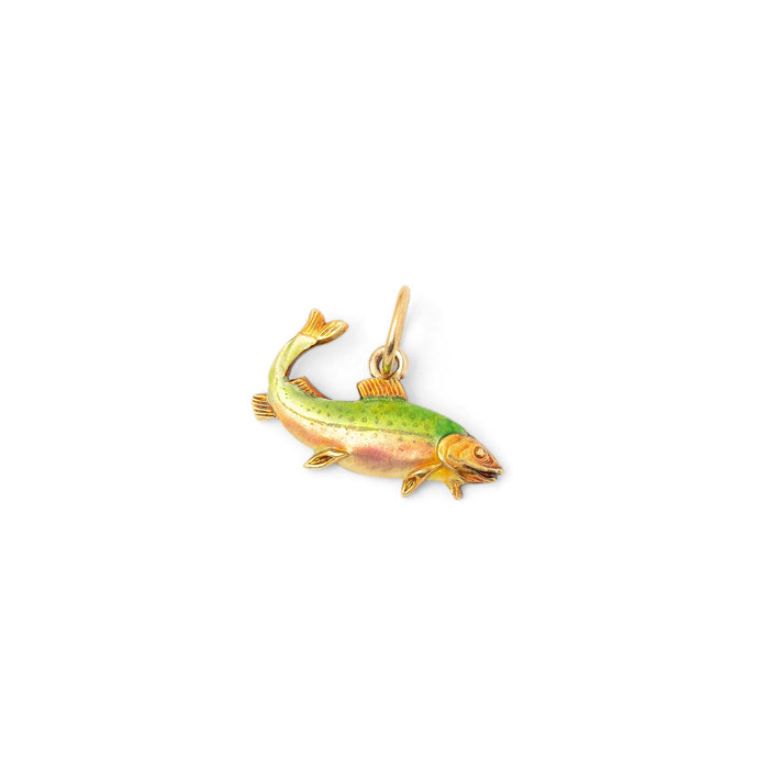 Early 20th Century Enamel and 14K Gold Fish Charm