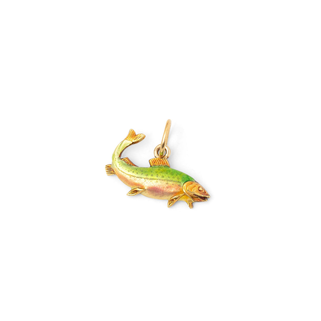 Early 20th Century Enamel and 14K Gold Fish Charm