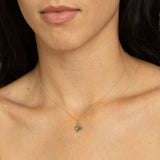Green Enamel Clover Pearl And 14K Gold Charm