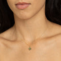 Green Enamel Clover Pearl And 14K Gold Charm