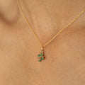 Green Enamel Clover Pearl And 14K Gold Charm