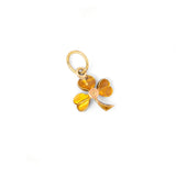 Green Enamel Clover Pearl And 14K Gold Charm