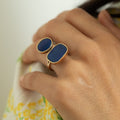 Double Lapis Lazuli and 14K Gold Ring