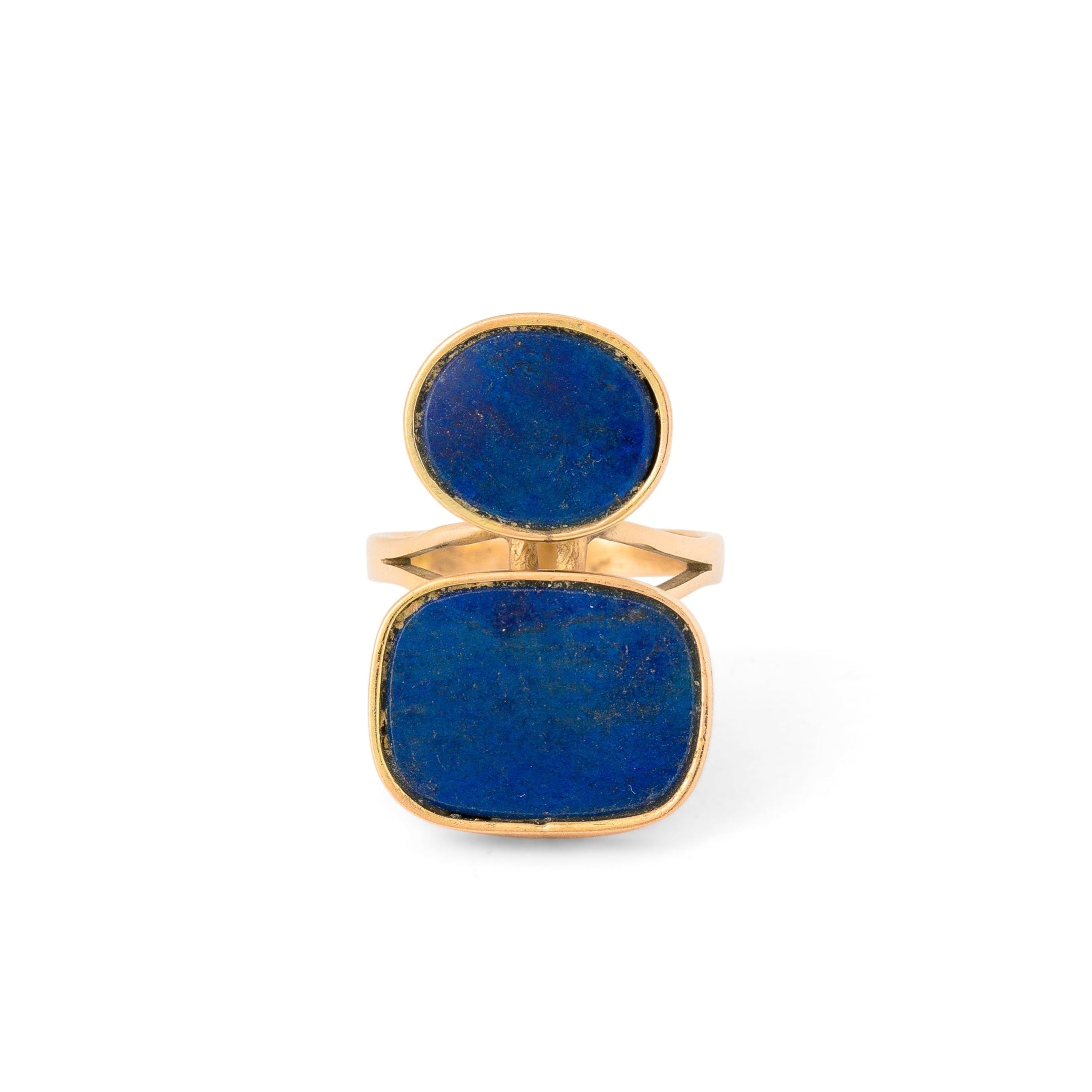 Double Lapis Lazuli and 14K Gold Ring