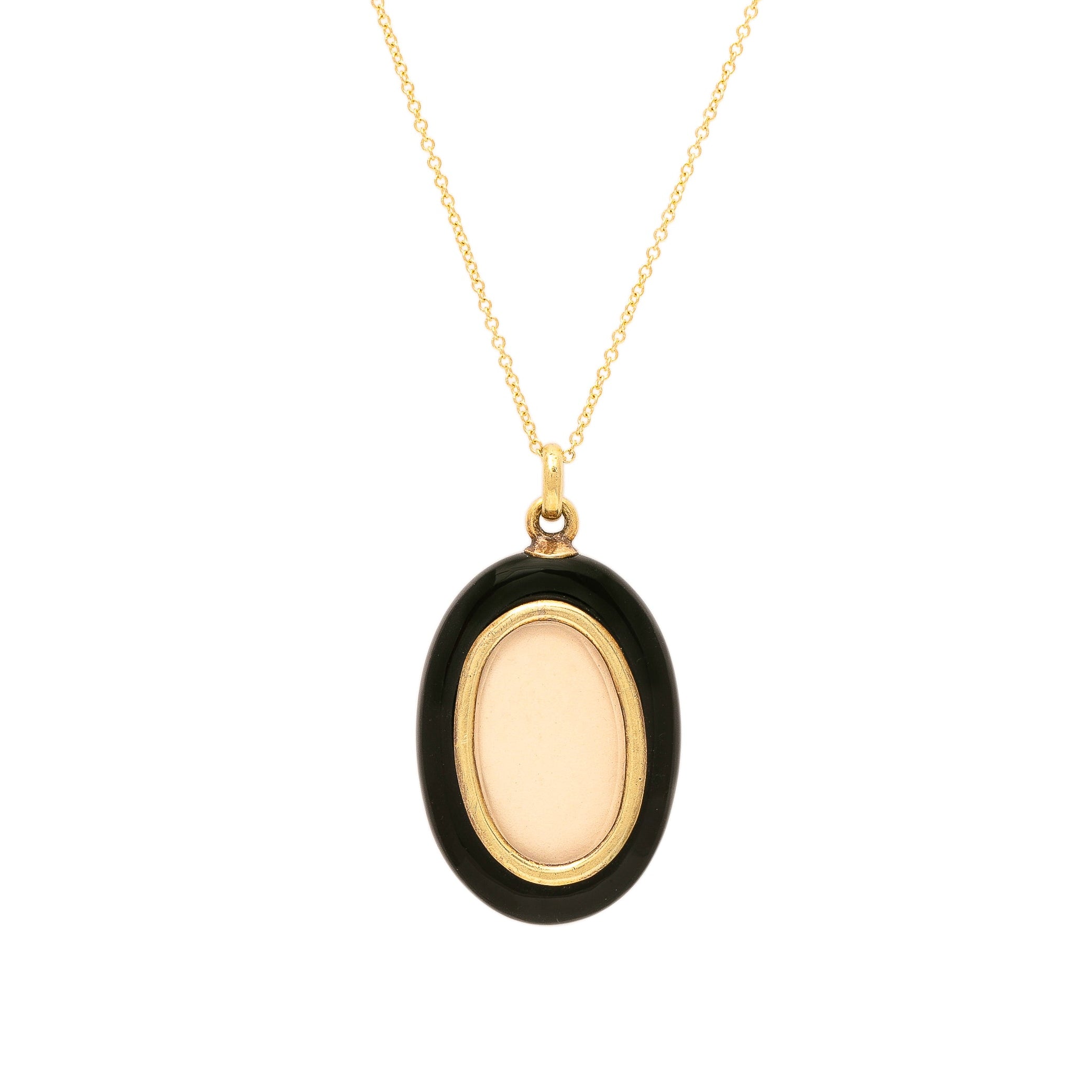 Victorian Carved Onyx and 14K Gold Open Back Locket