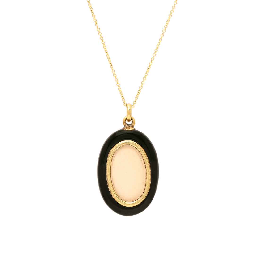 Victorian Carved Onyx and 14K Gold Open Back Locket