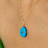 Victorian Blue Enamel, Pearl, And Silver Star Locket