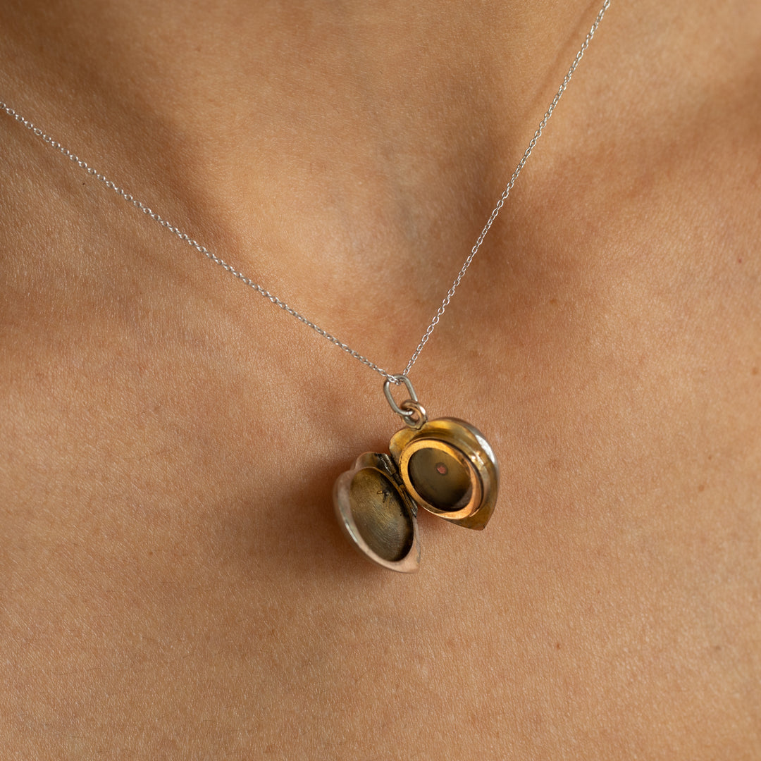 Heart Shaped Ruby, Diamond, And 14K Gold Locket