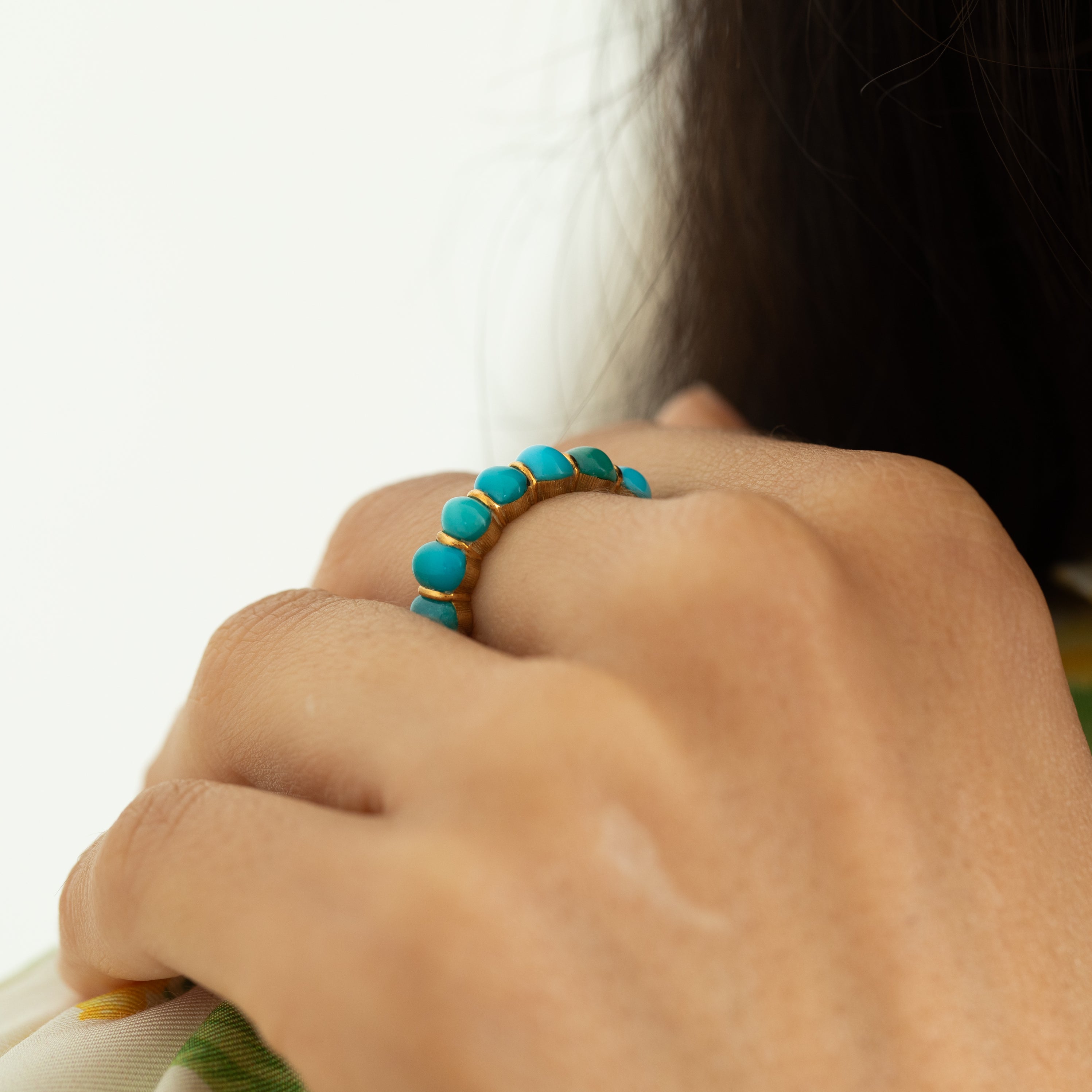Turquoise And 18k Gold Eternity Band