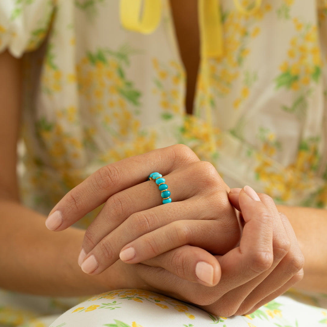 Turquoise And 18k Gold Eternity Band