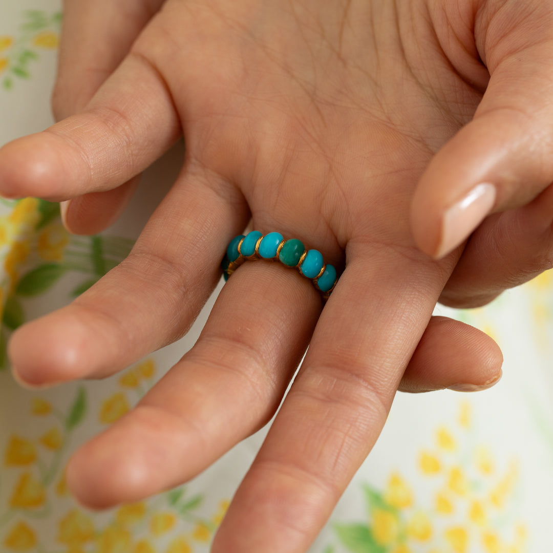 Turquoise And 18k Gold Eternity Band