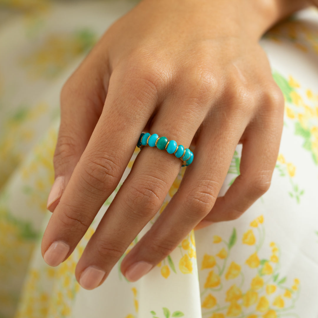 Turquoise And 18k Gold Eternity Band