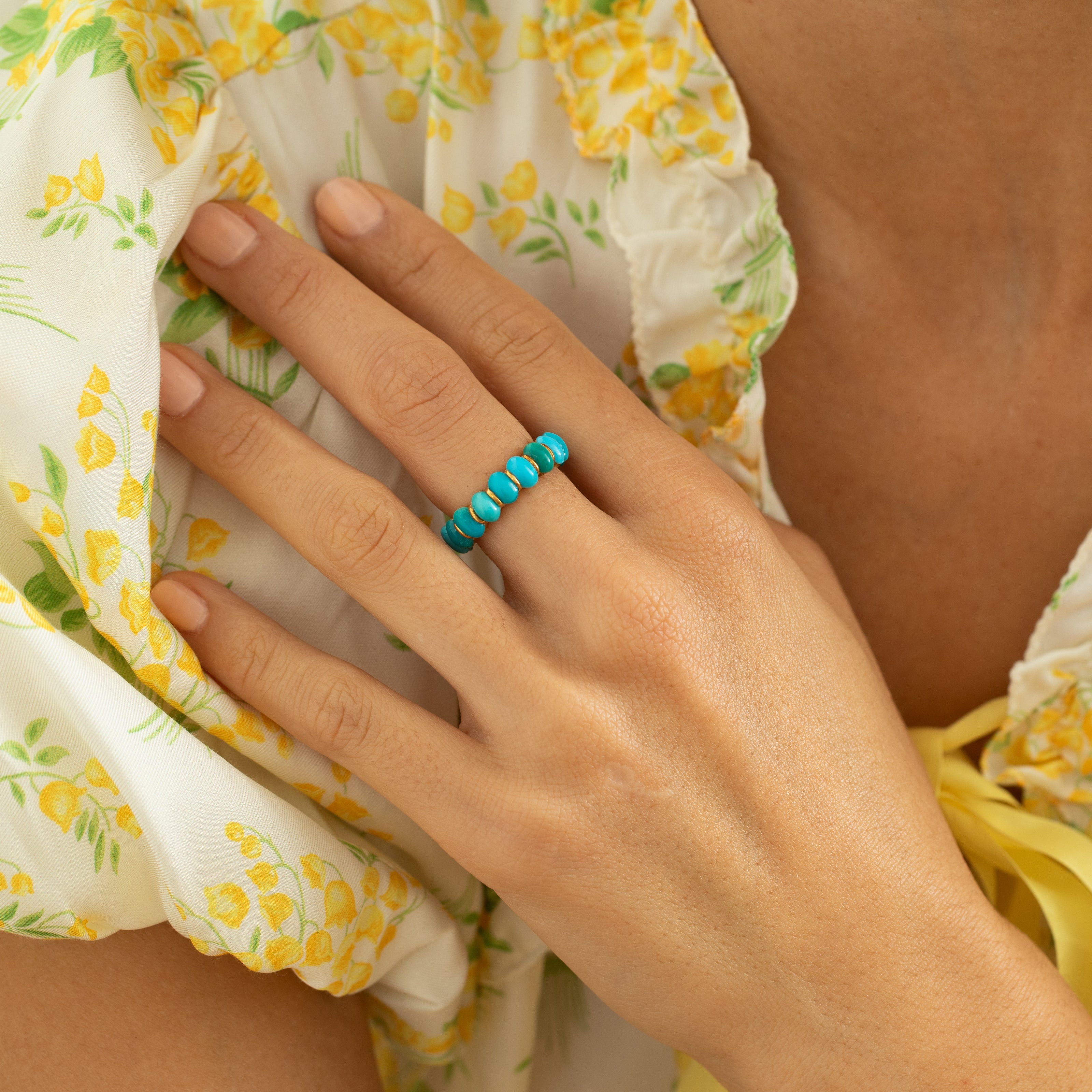 Turquoise And 18k Gold Eternity Band