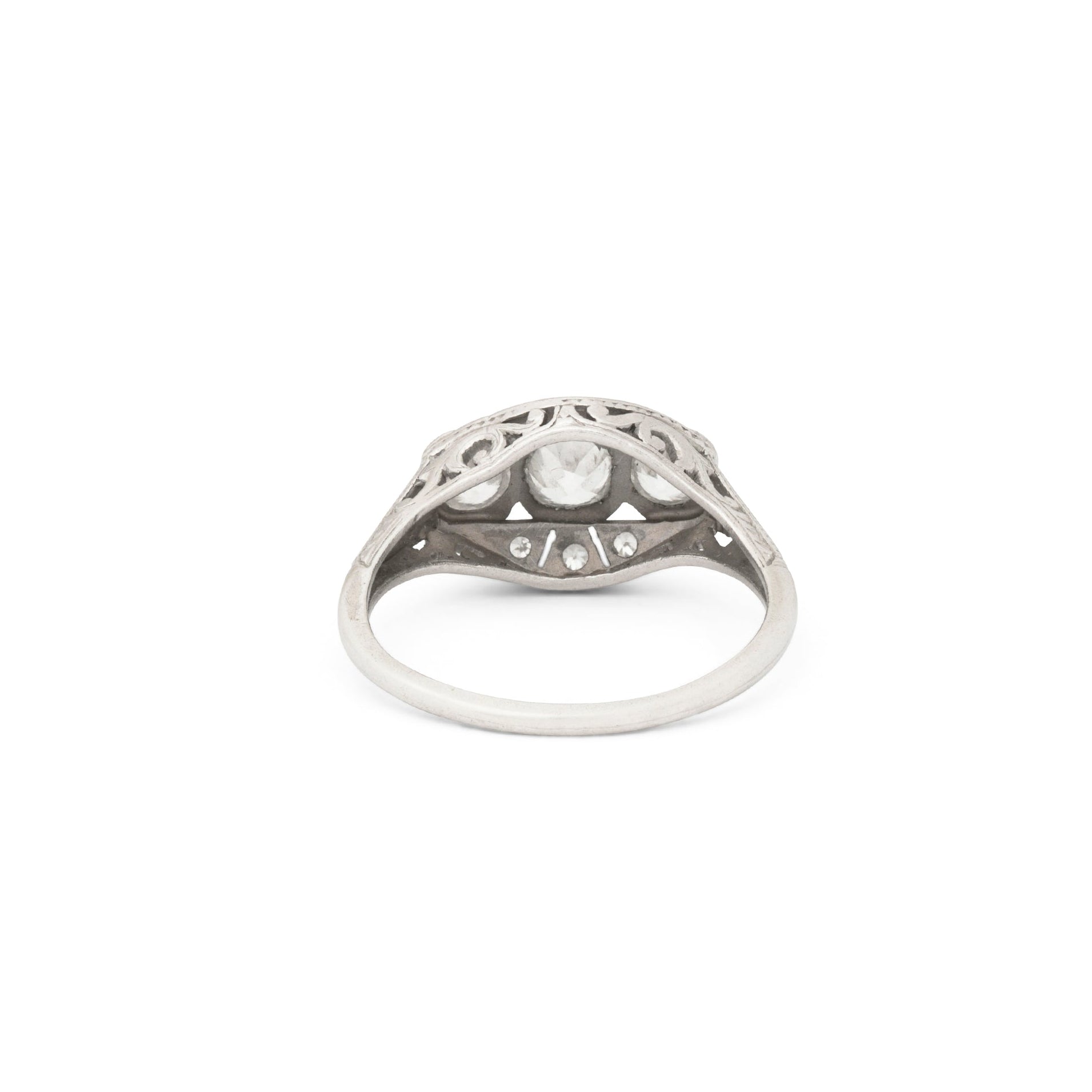 Transitional Three-Stone Platinum And Diamond Ring