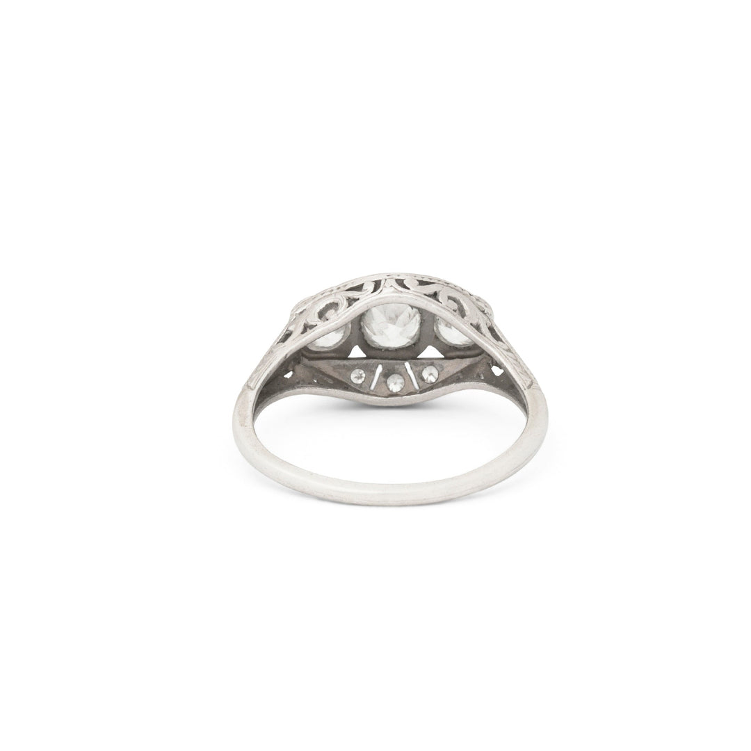 Transitional Three-Stone Platinum And Diamond Ring