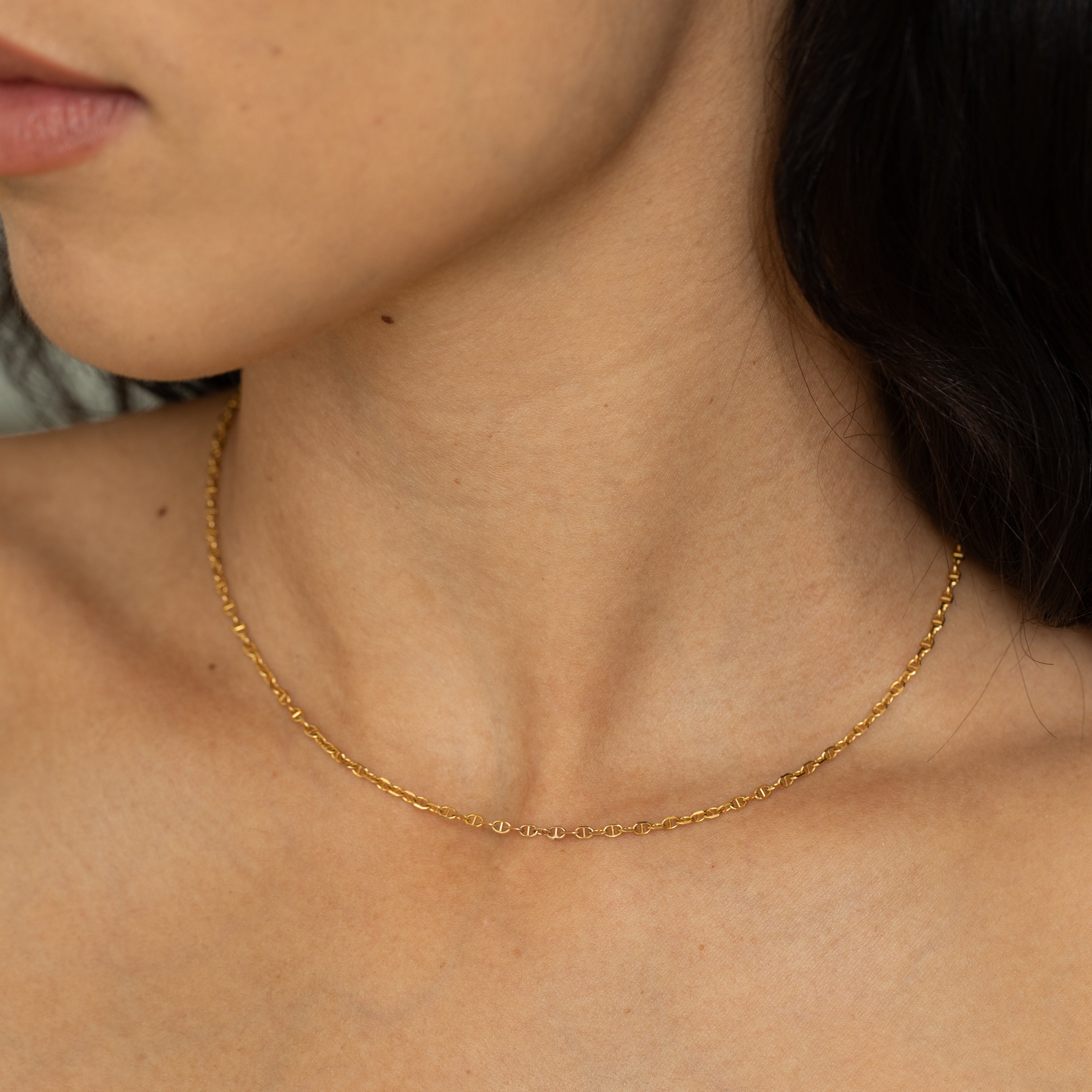 Miniature Mariner Link 16" 14K Gold Chain