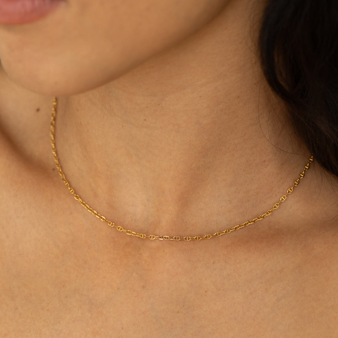 Miniature Mariner Link 16" 14K Gold Chain