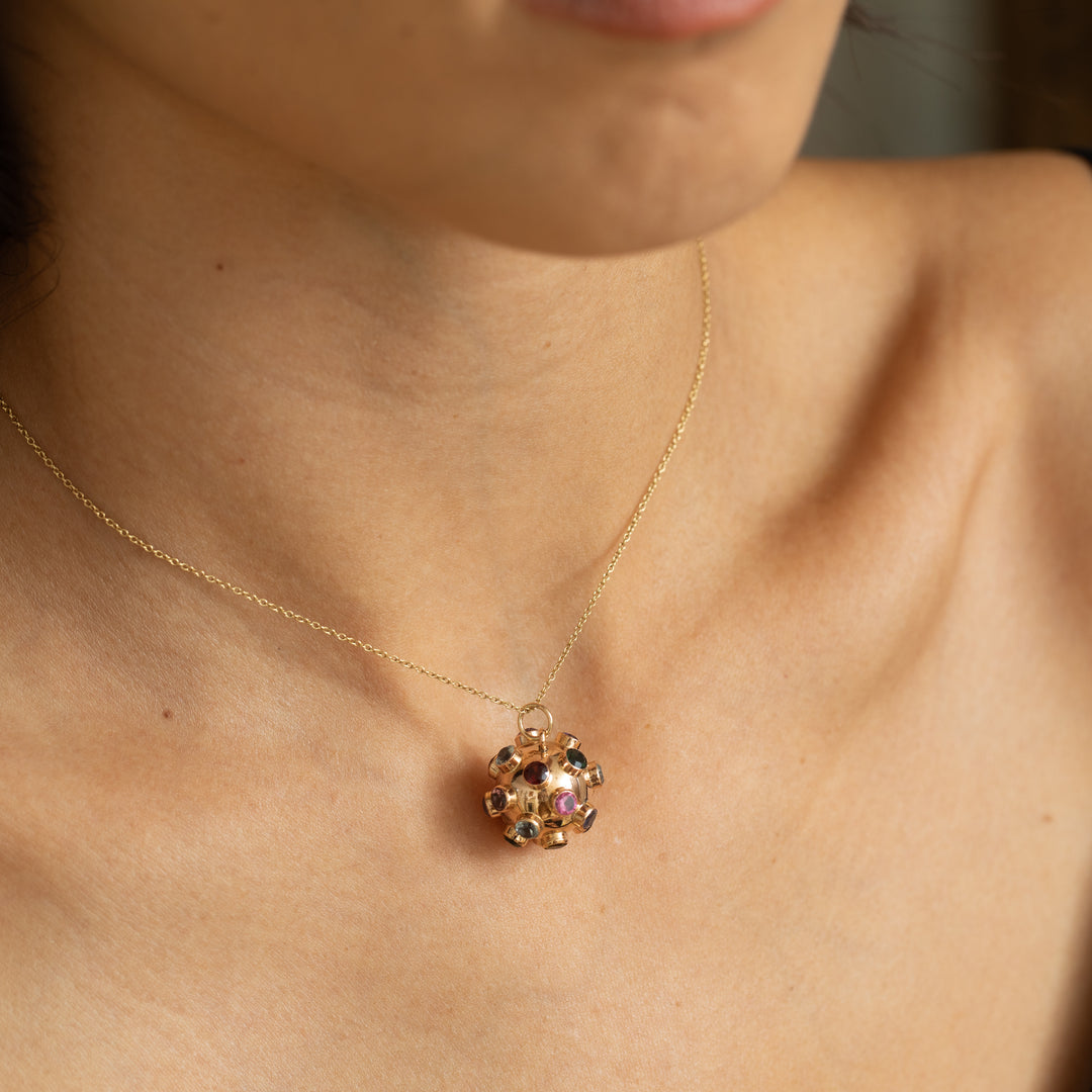 Multi-Stone And 18k Gold Sputnik Charm