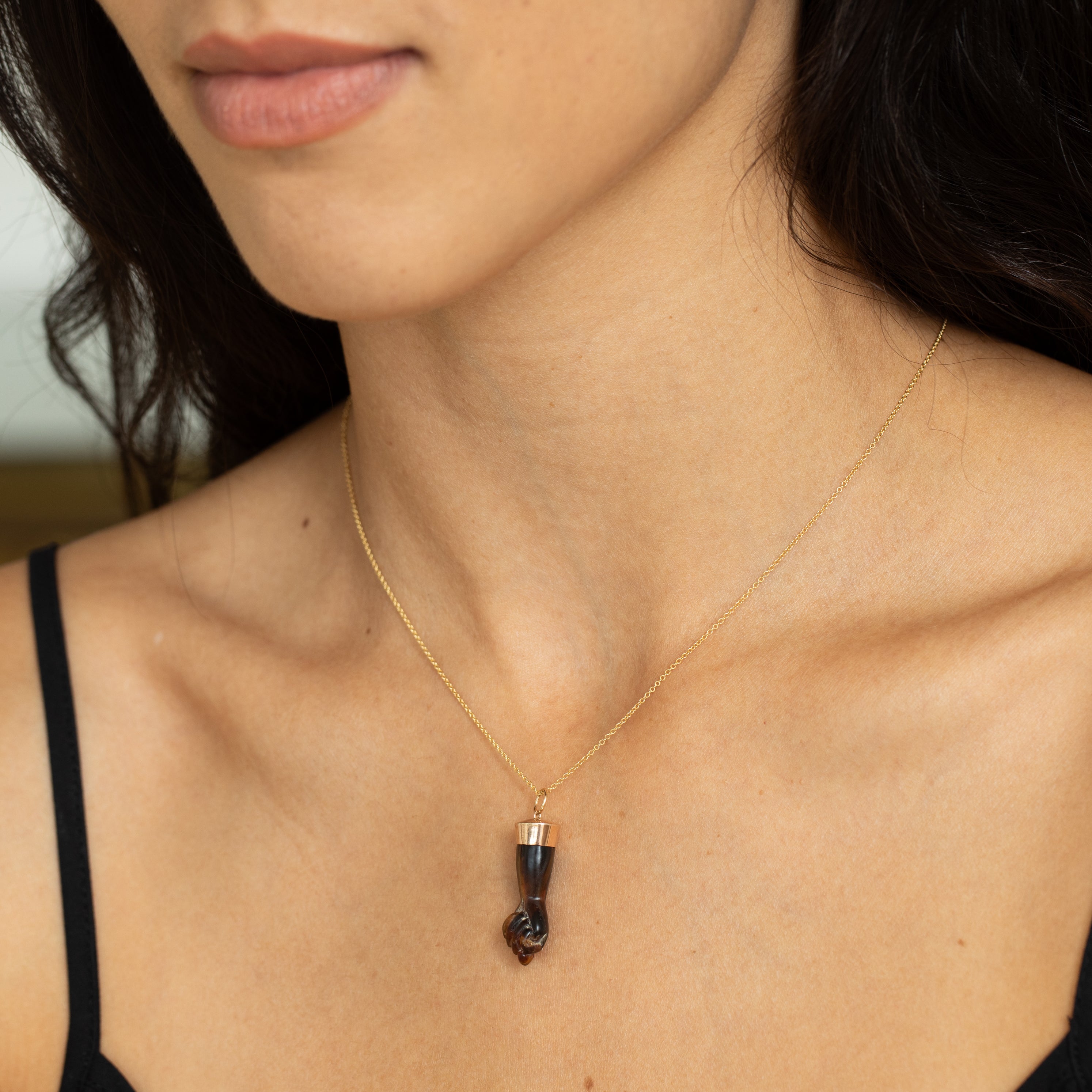 Carved Figa And 10K Gold Charm