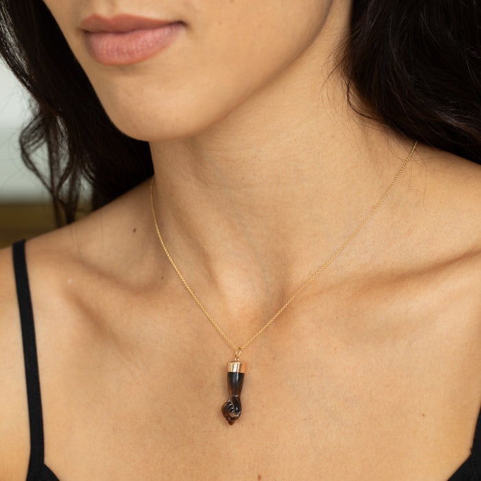 Carved Figa And 10K Gold Charm