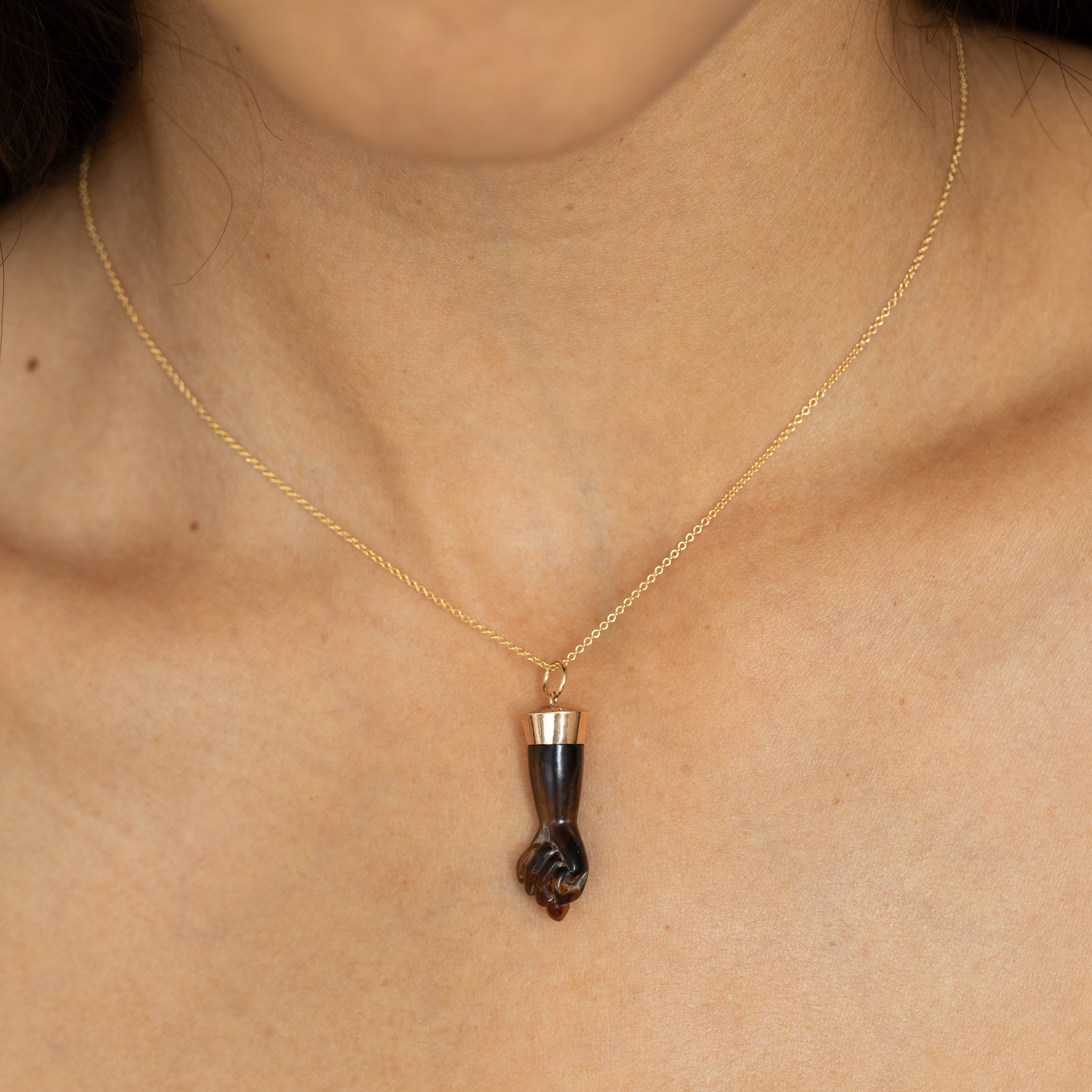 Carved Figa And 10K Gold Charm