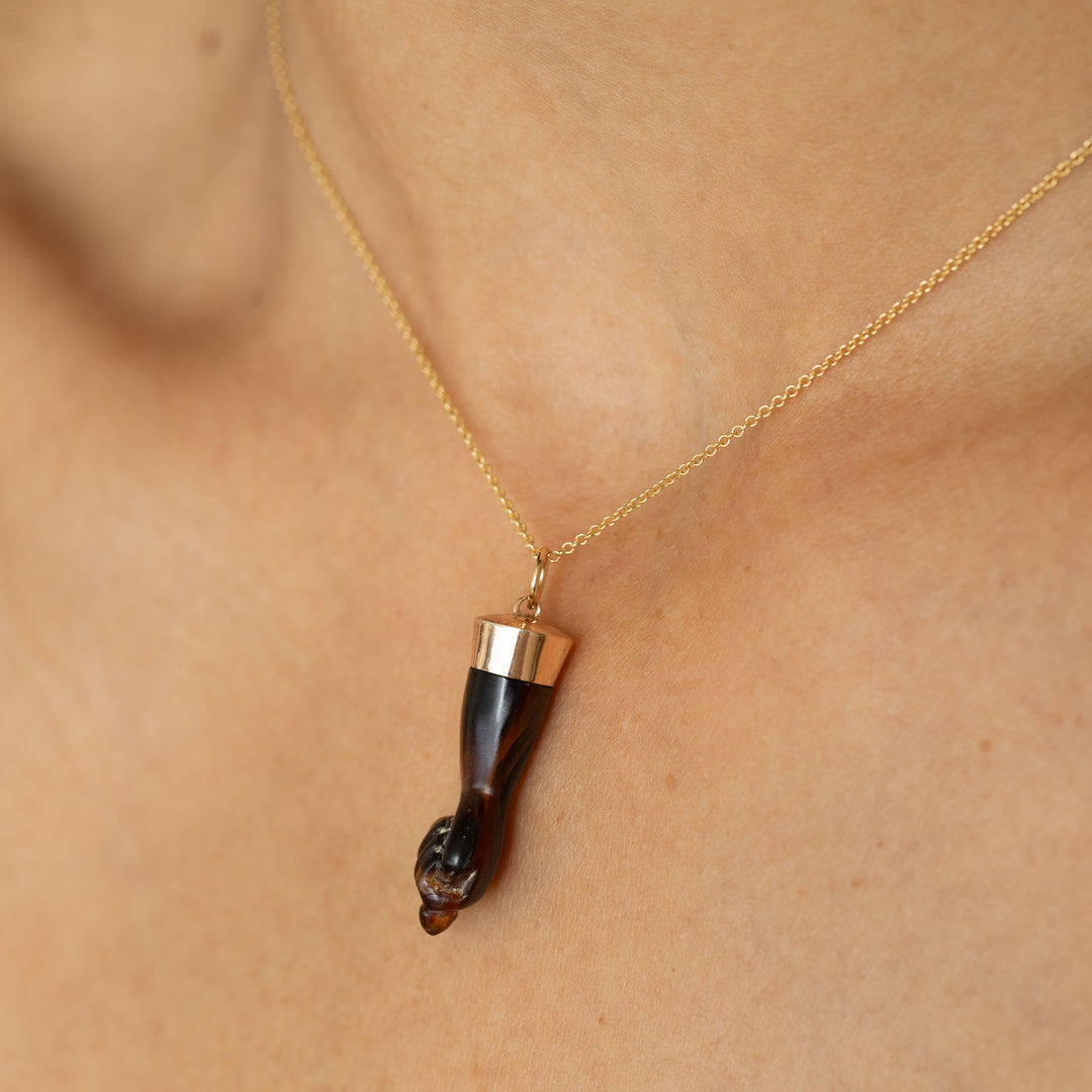 Carved Figa And 10K Gold Charm