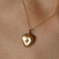 Victorian Hammered 14K Gold and Pearl Heart Shaped Locket