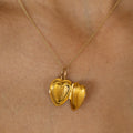 Victorian Hammered 14K Gold and Pearl Heart Shaped Locket