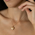 Victorian Hammered 14K Gold and Pearl Heart Shaped Locket