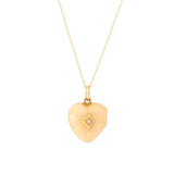 Victorian Hammered 14K Gold and Pearl Heart Shaped Locket