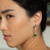 Emerald, Diamond, And 14K White Gold Dangle Earrings