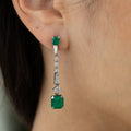 Emerald, Diamond, And 14K White Gold Dangle Earrings