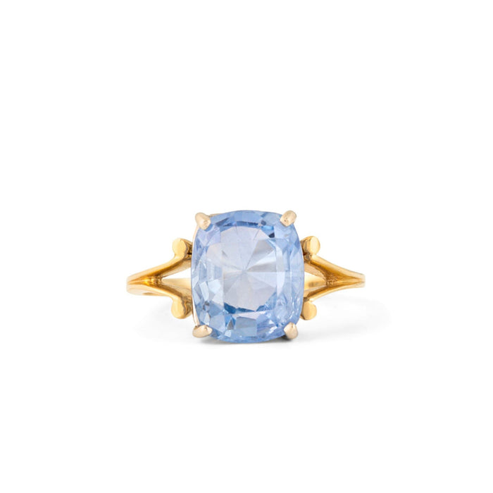Early 20th Century 14K Gold And Cornflower Blue Sapphire Ring