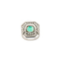 Emerald, Diamond, 18K Gold, and Platinum Octagonal Ring