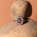 Pink Sapphire, Diamond, and 18K Gold, and Platinum Ring