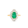 Emerald, Diamond, and 14K Gold Cluster Ring