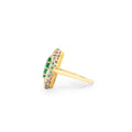 Emerald, Diamond, and 14K Gold Cluster Ring