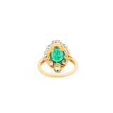 Emerald, Diamond, and 14K Gold Cluster Ring