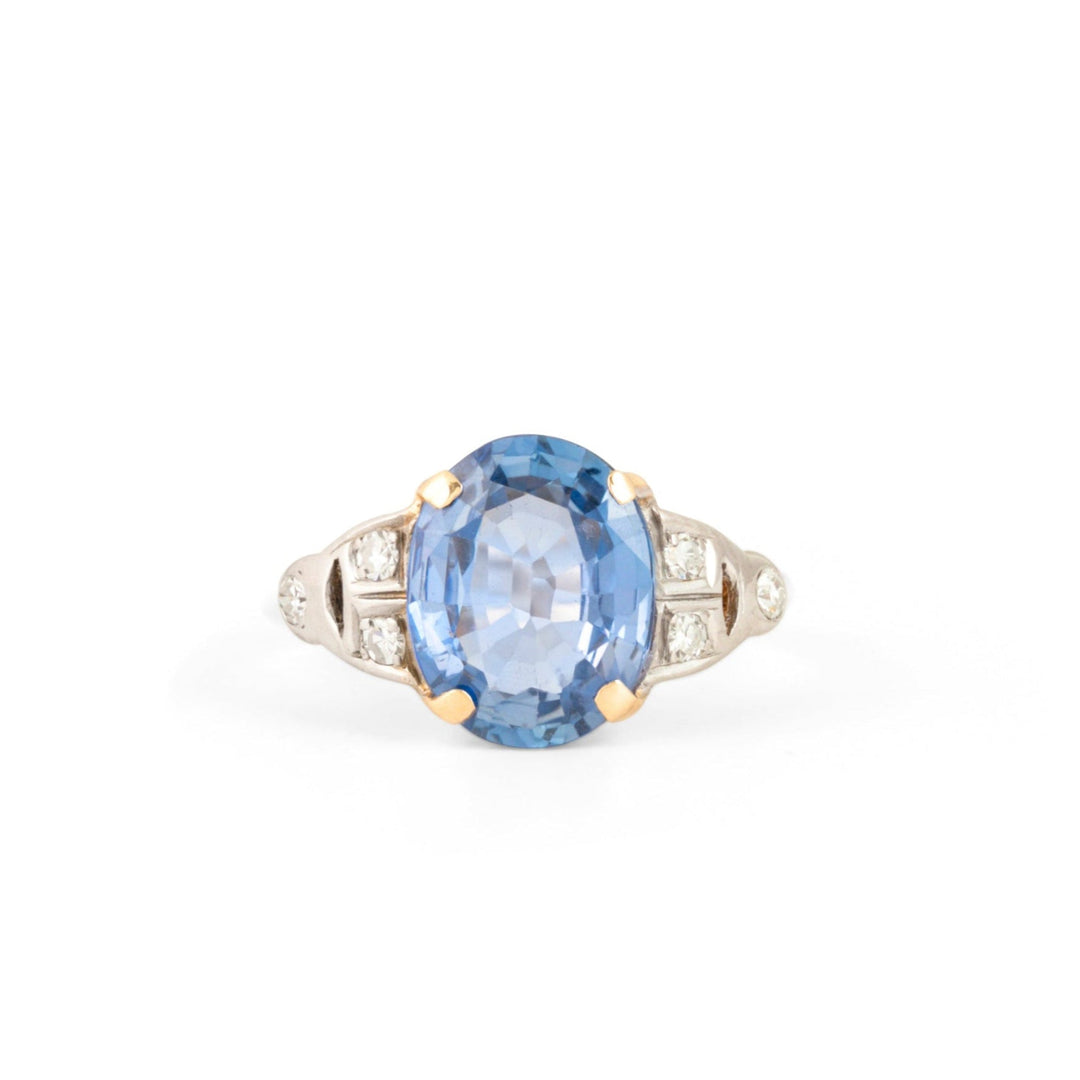 20th Century Sapphire, Diamond, and 14K Gold Ring