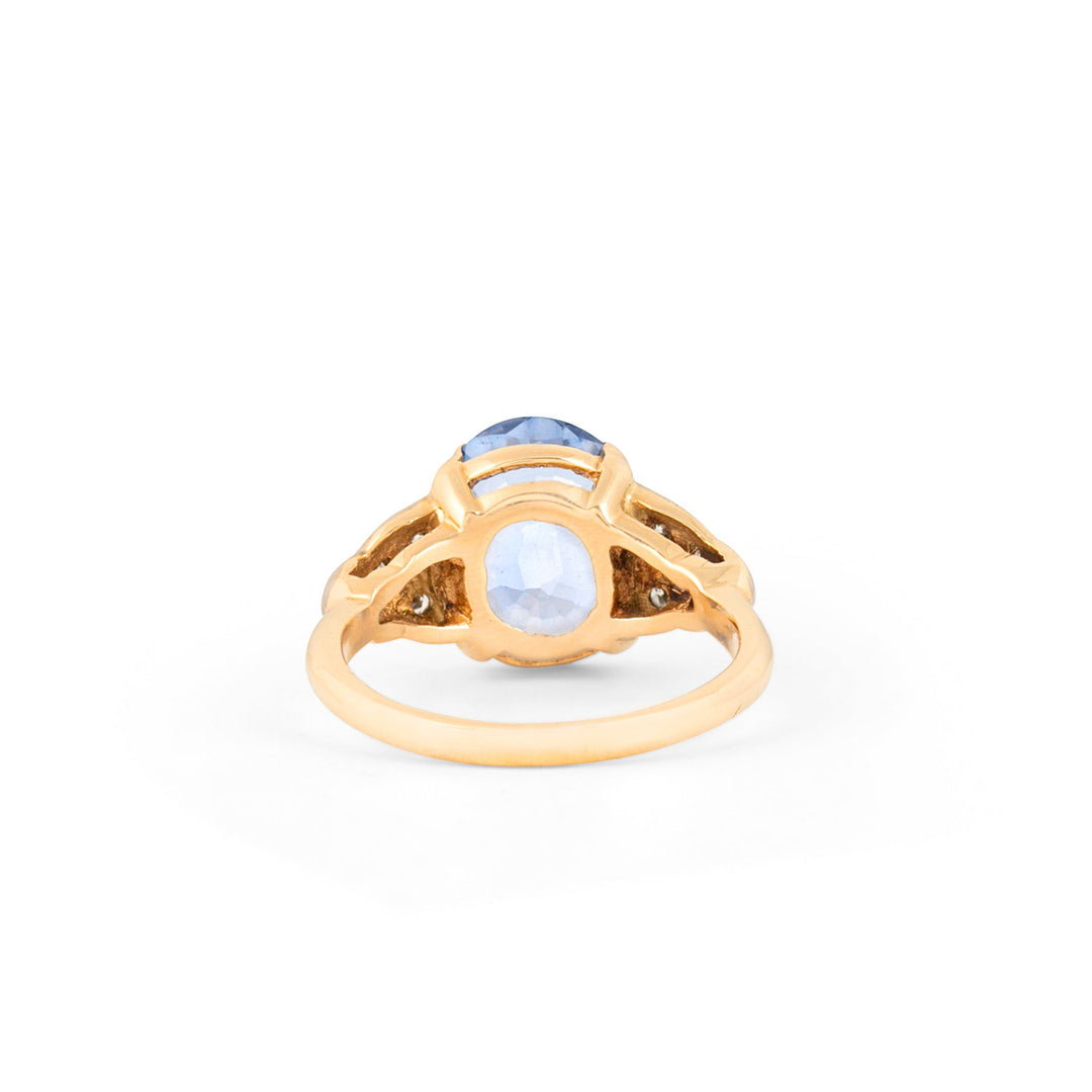 20th Century Sapphire, Diamond, and 14K Gold Ring