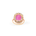 Victorian Large Pink Sapphire, Diamond, and 14K Gold Cluster Ring