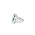 Art Deco Marquise Diamond, Emerald, and Platinum Ring