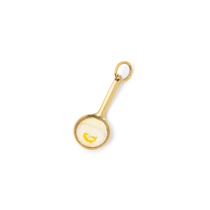 English Fried Egg 9K Yellow Gold and Enamel Charm