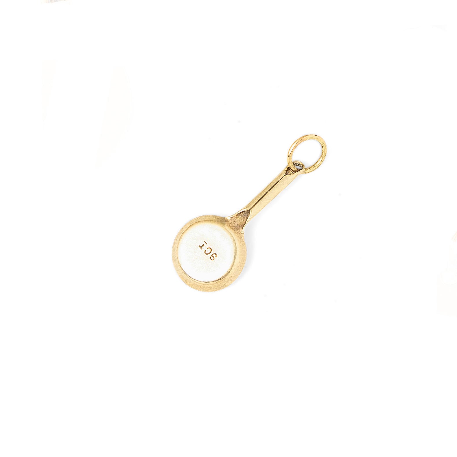 English Fried Egg 9K Yellow Gold and Enamel Charm